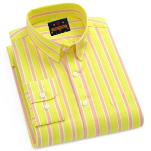 men's long sleeve stripe / print shirt