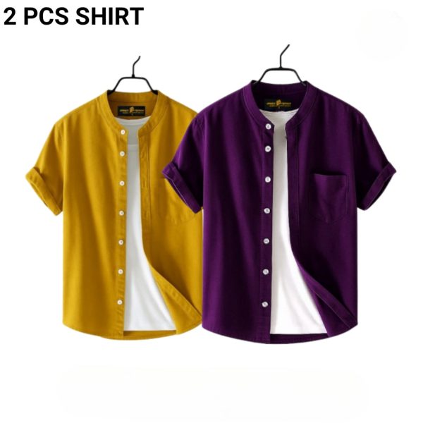 fashionable casual half sleeve shirt for men(perple + yellow)