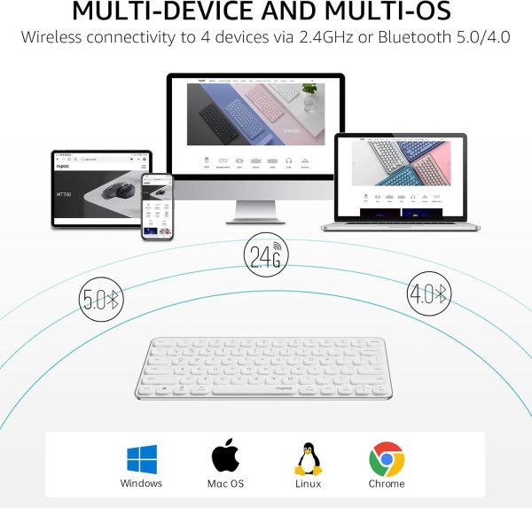 rapoo e9050l ultra slim multi mode wireless keyboard – white