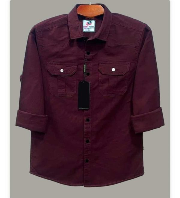 double pocket shirt for men (maroon)