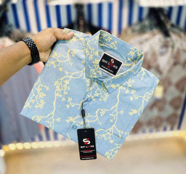 shy looks pure cotton full sleeve print shirt