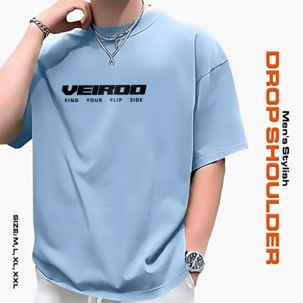 men's stylish drop shoulder sky blue