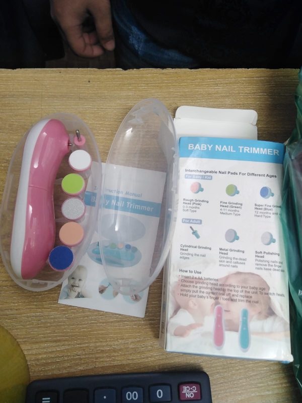 glopole baby nail trimmer file with light battery operated safe electric nail clippers kit (aa) pink