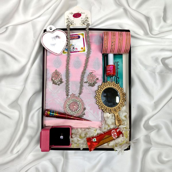 premium silk katan saree combo pack – pink