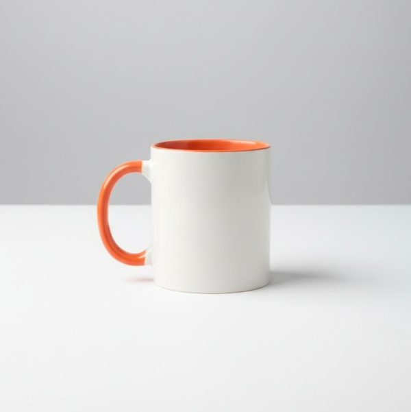 rim color round handle coffee, tea, water mug, add photo text logo picture image
