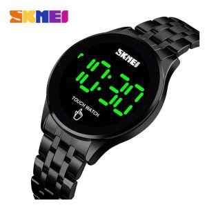 skmei 1579 touch screen led digital watch luxury stainless steel men black watches watch