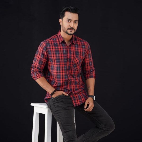 cotton full sleeve check shirt for men's