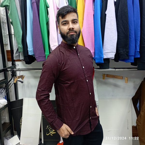 men's ban collar cotton shirt