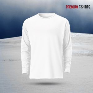 men's full sleeve solid t shirt white