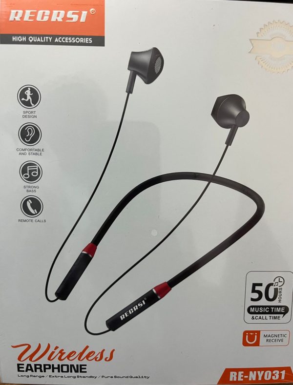 recrsi re ny031 bluetooth wireless,waterproof neckband with 50 hours charging backup