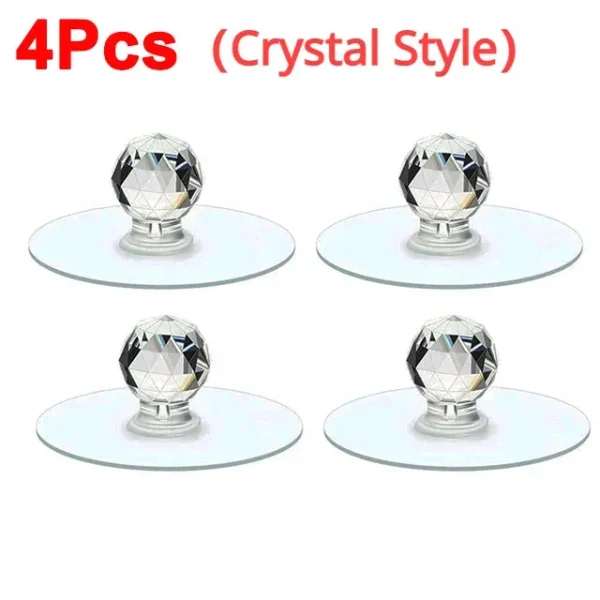 4pcs punch free crystal drawer handle diamond shape self adhesive acrylic knobs cabinet wardrobe furniture pulls hanger hooks