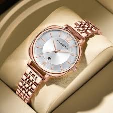 cuena 6055 steel band leisure fashion ladies watch silver rose gold