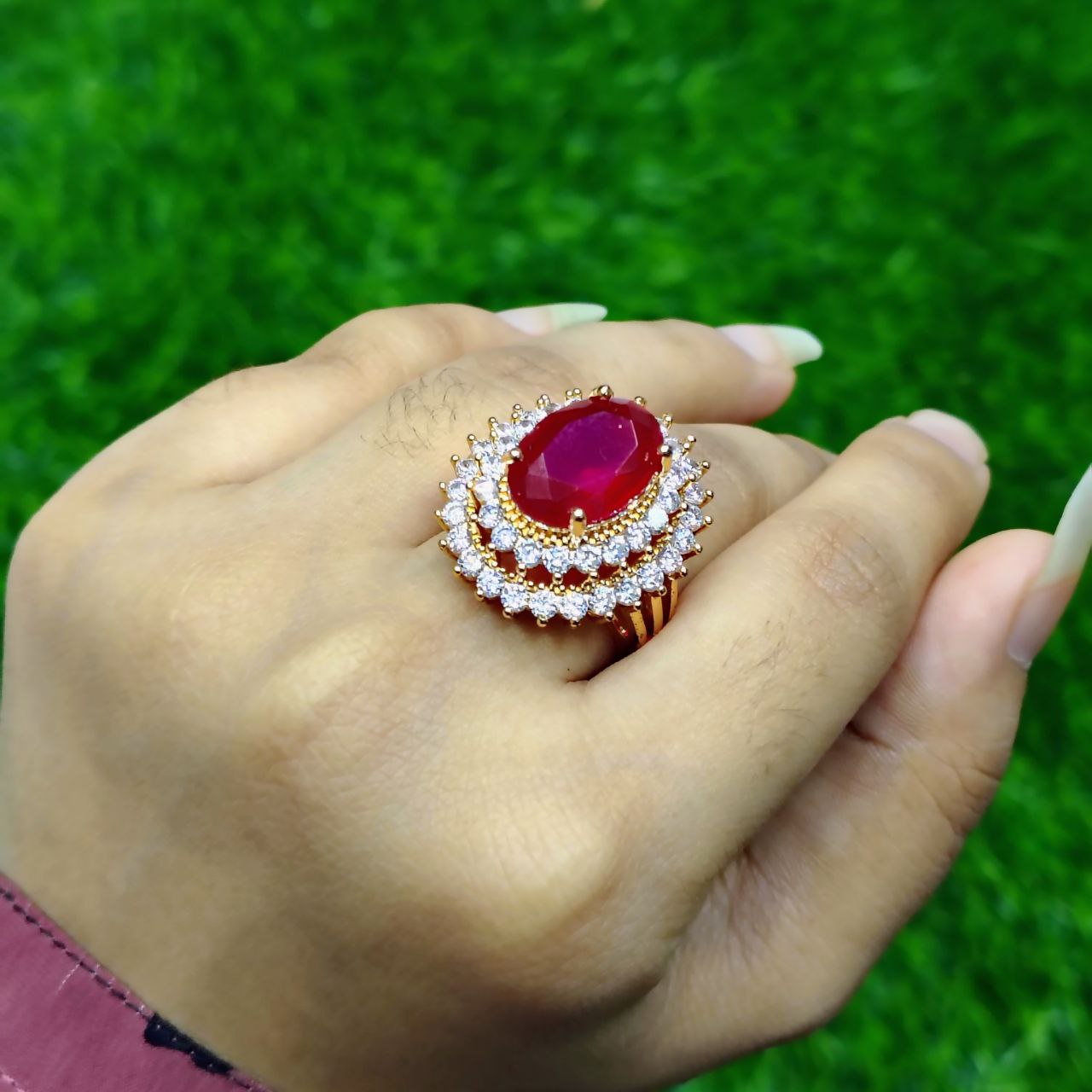 Imperial Violet Crystal Statement Ring - Image 5