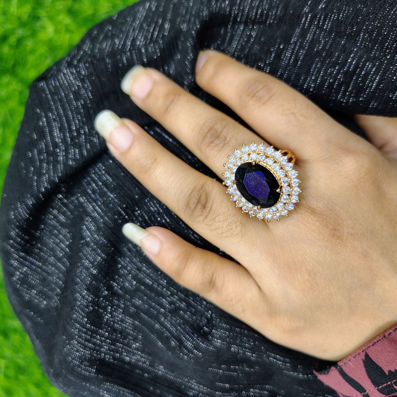 Imperial Violet Crystal Statement Ring - Image 3
