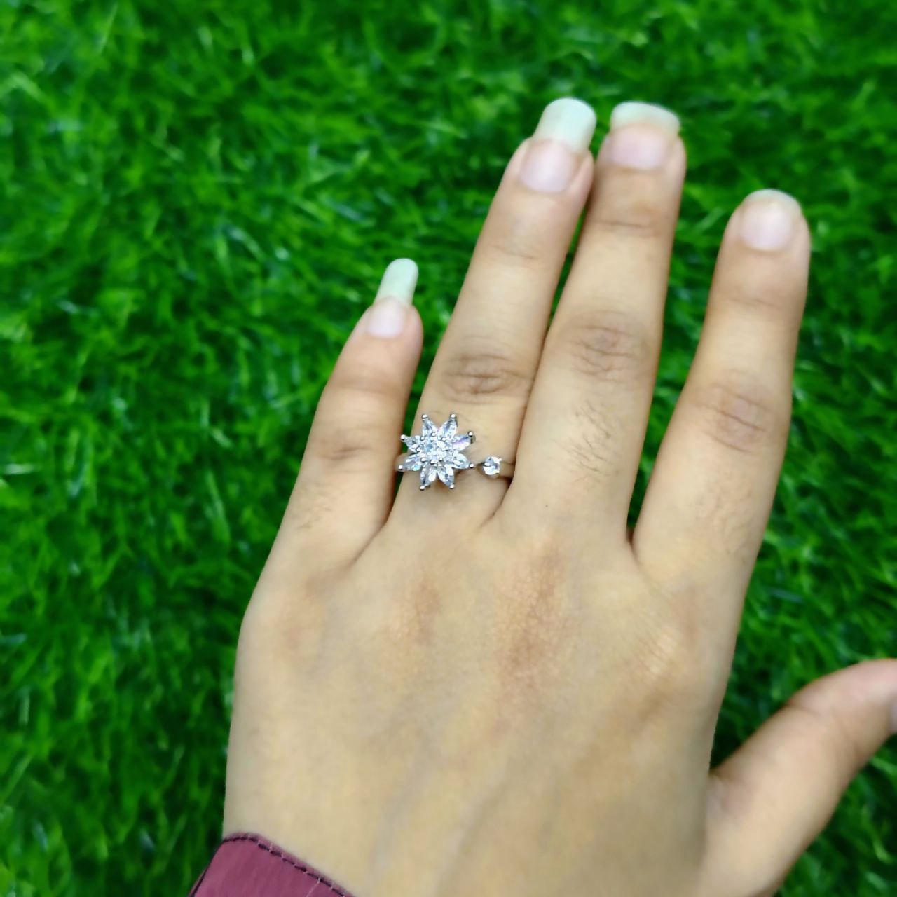 Crystal Bloom Adjustable Ring - Image 3