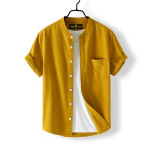 Fashionable half-sleeve shirt for men ( Yellow)