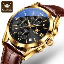 Artificial Leather Chronograph Wrist Watch For Men - Image 3
