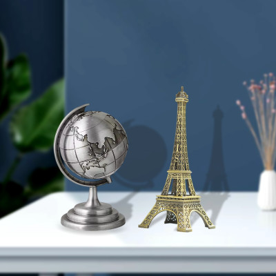 World Map 3D Rotating Glove Decoration Gift-Silver & Eiffel Tower Metal Showpiece Decoration Gift - Image 5