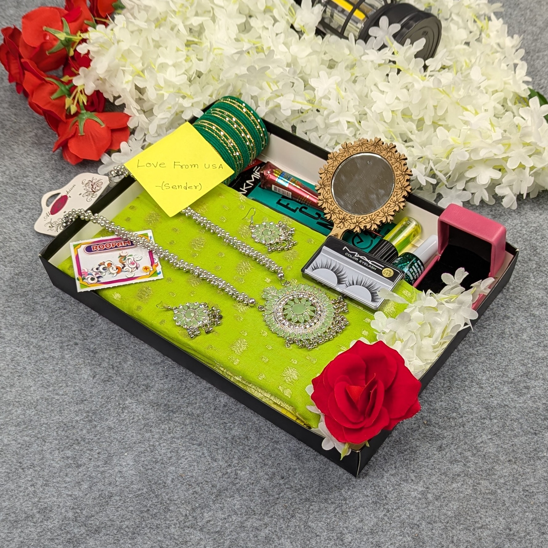 Premium Half Silk Jamdani Saree Combo Set - Lemon - Image 6