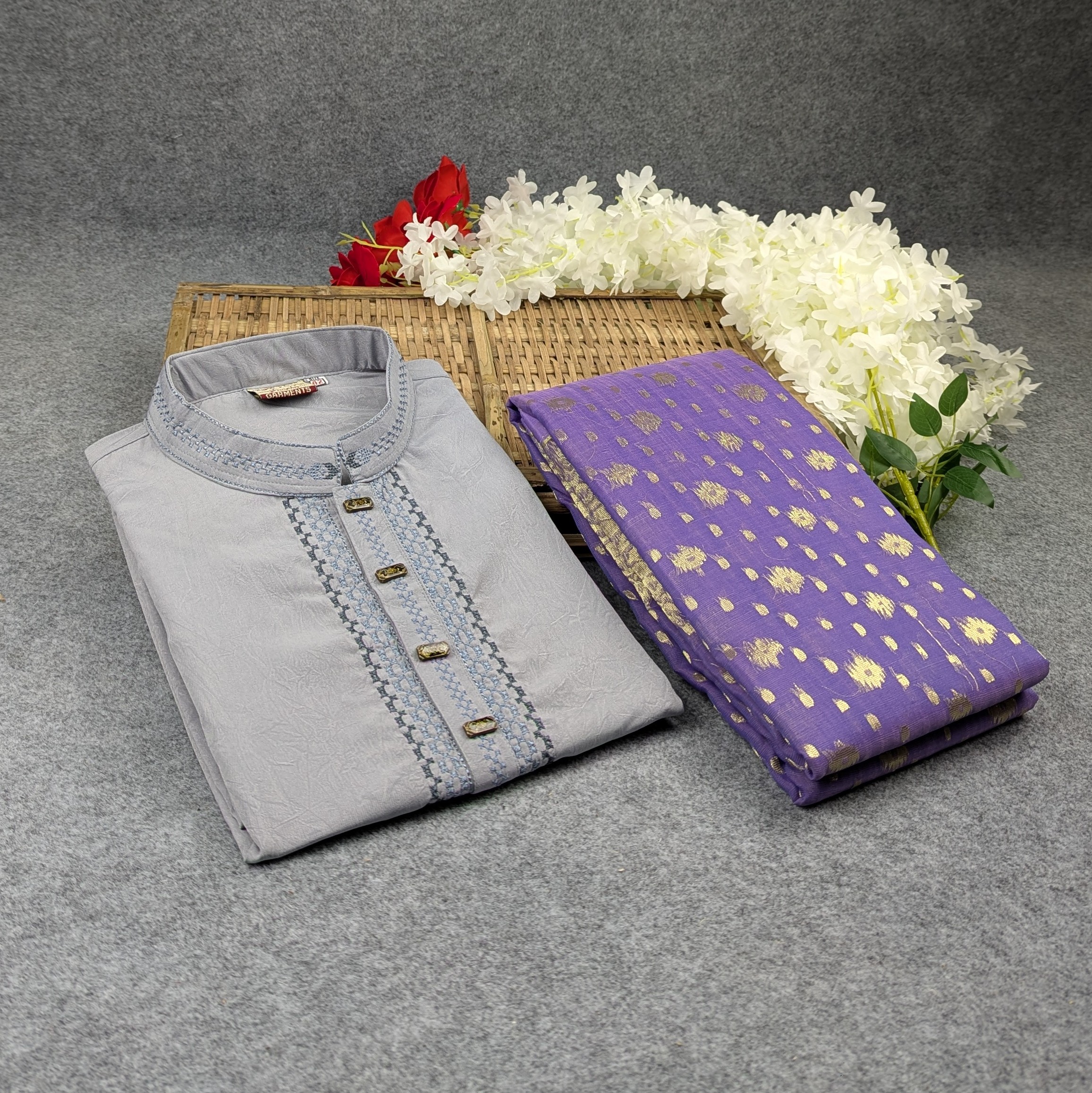 Premium Couple Set (Panjabi, Jamdani Saree) - Image 3