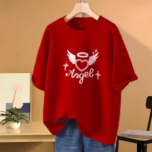 Drop shoulder T-shirt for Women (Red)