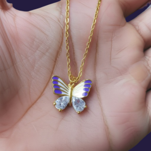 Fantasy Colorful Acrylic Butterfly Pendant Necklace For Womens
