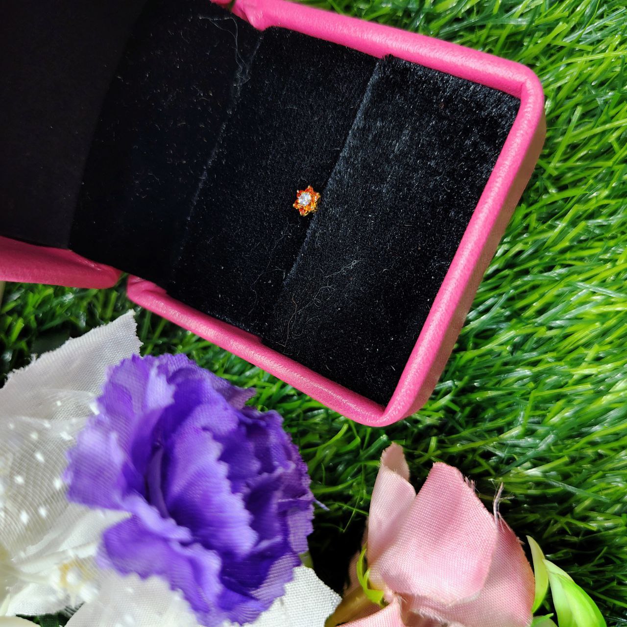 Traditional Gold Seven Stone Mossanite Nose Pin -7 Mm (With gift box) - Image 4