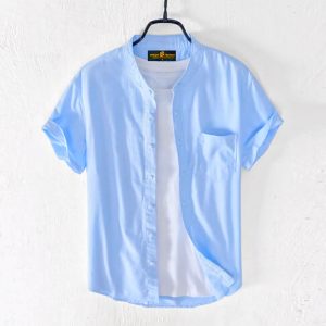 Fashionable half-sleeve shirt for men ( sky)