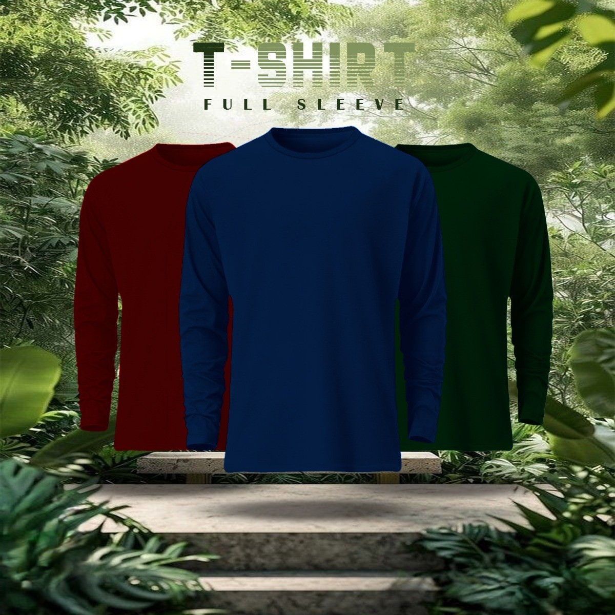3 pcs Full Sleeve Solid T-Shirt Combo - Image 3