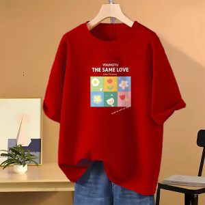 Drop shoulder T-shirt for Women (Red)