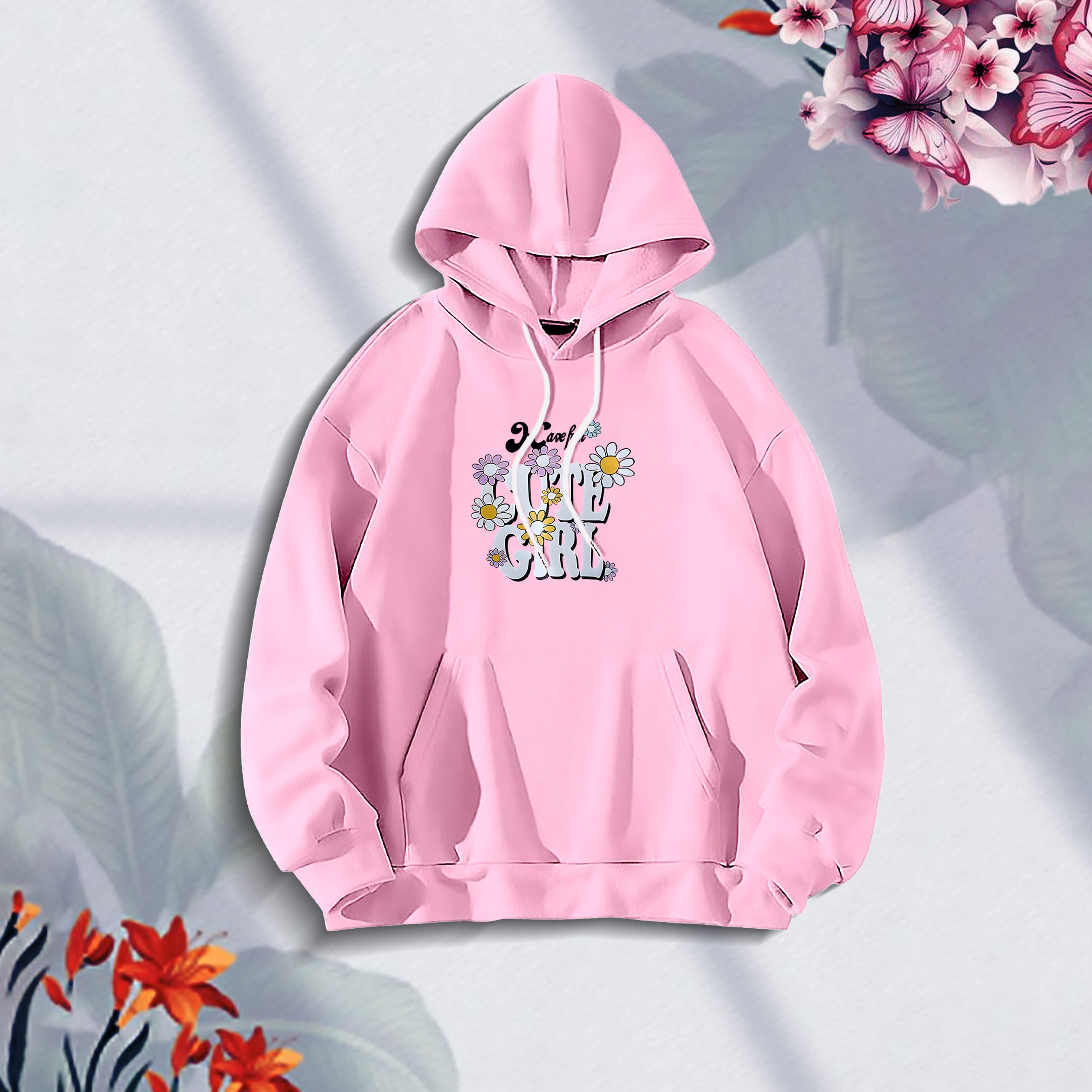 Premium Comfortable (Cute Girl -Pink) Ladies winter hoodie