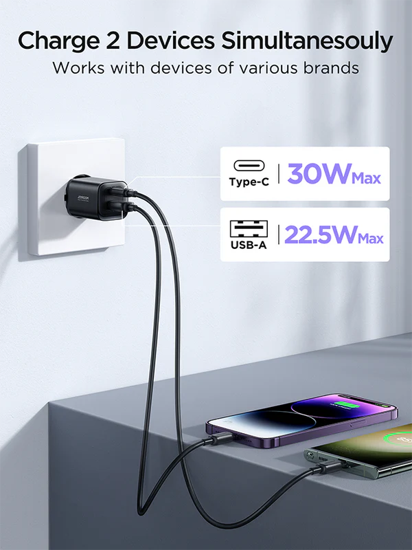 OYROOM JR-TCF08 Speed Series PD 30W Dual-Port (A+C) Charger - Image 4