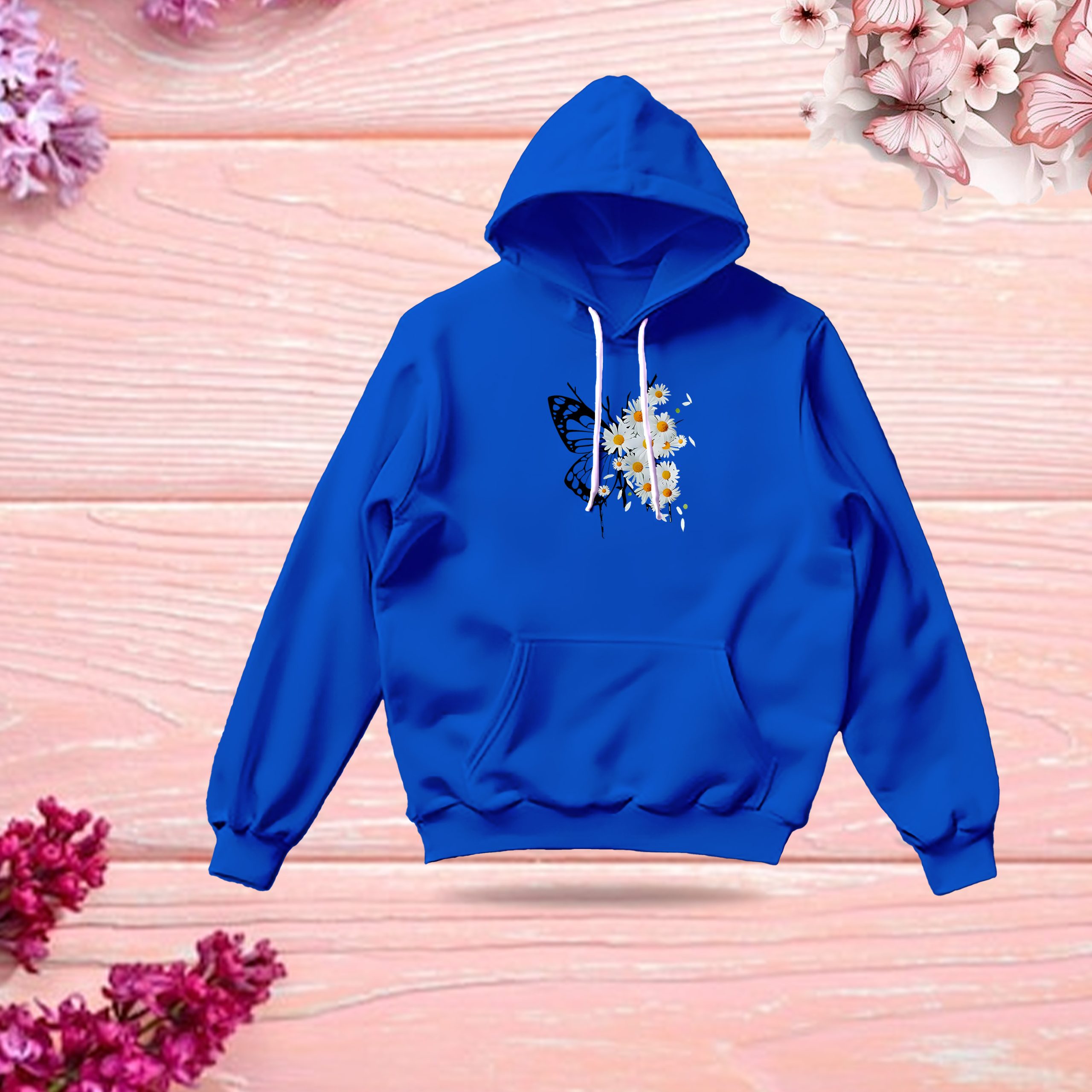 Premium Comfortable Stylish (Sunflower Butterflies-blue) Ladies winter hoodie