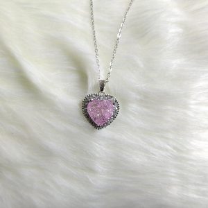 Colorful Pink Heart Pendant Titanium Steel Necklace Female Korean Version