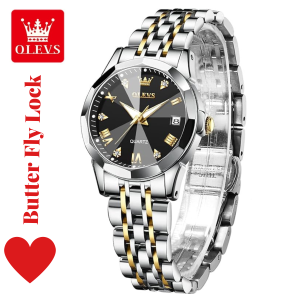 Butter Fly Lock OLEVS Watch for Women   Black Dail