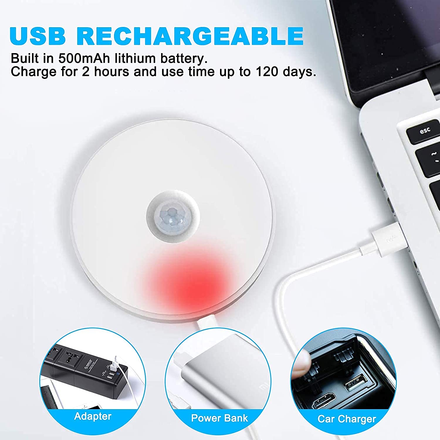 Wireless Motion Sensor Led Wall Night Light With Usb Charging Stick Lamp - Image 4