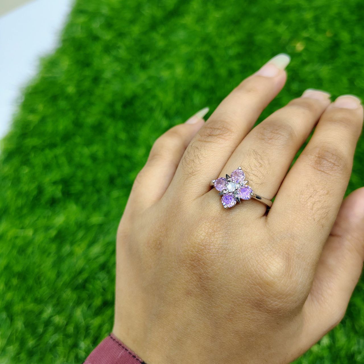 Imperial Violet Crystal Statement Ring - Image 3