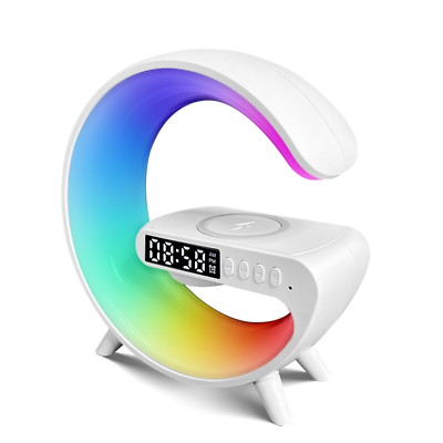 Smart Table Lamp with Wireless Charger, App Control,Sunrise WakeUp Light, RGB Lamp, Clock, Alarm, Mini Bluetooth Speaker, Dimmable Night Light Lamp Alarm Clock G63 - Image 5