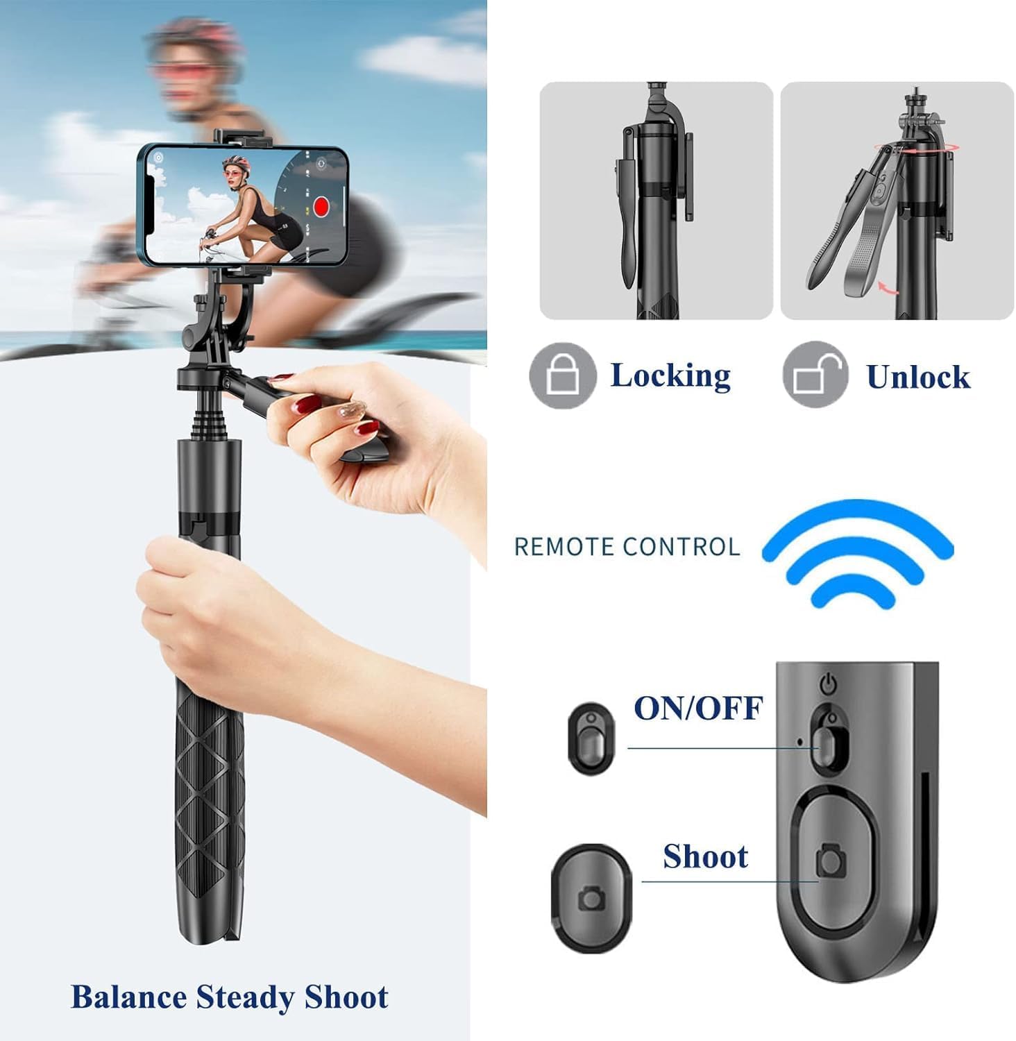K-28 Long Video Stand Cum Selfie Stick Tripod with Remote - 360° Rotation Phone Stand with Wireless Remote Control, with light - Image 7