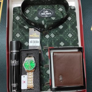 Printed Panjabi+ Wallet+ Olevs Watch+ Perfume Combo Pack