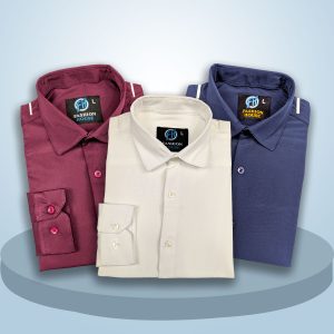 Premium 3 Piece Shirt Combo Pack (Formal / Casual) (White, Maroon, Navy Blue) )