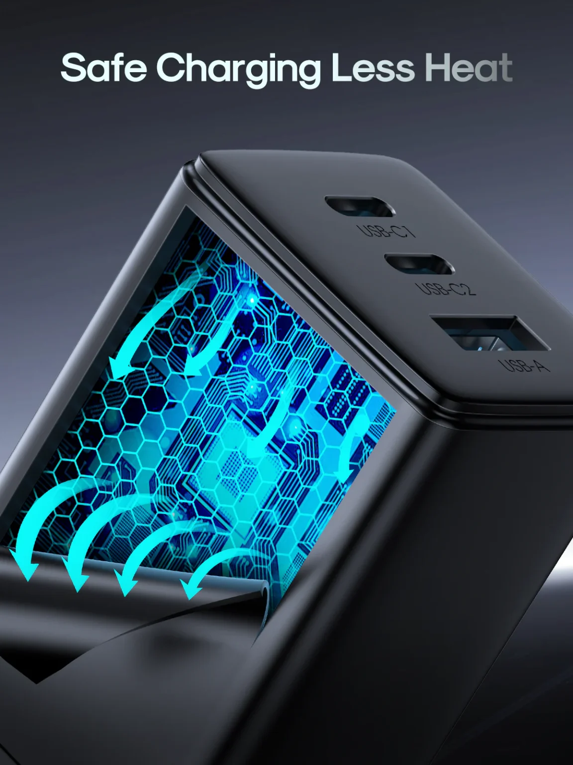 JOYROOM JR-TCG01 GaN Ultra 65W 2C1A Fast Charger - Image 5