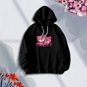 Premium Comfortable (happpy-Black) Ladies winter hoodie