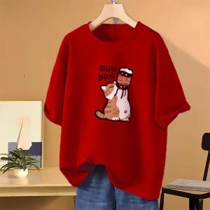 Drop shoulder T-shirt for Women (Red)