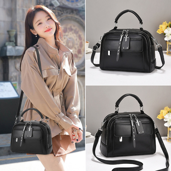 High end ladies' handbag multi-layer large capacity commuting bag(Black) - Image 4