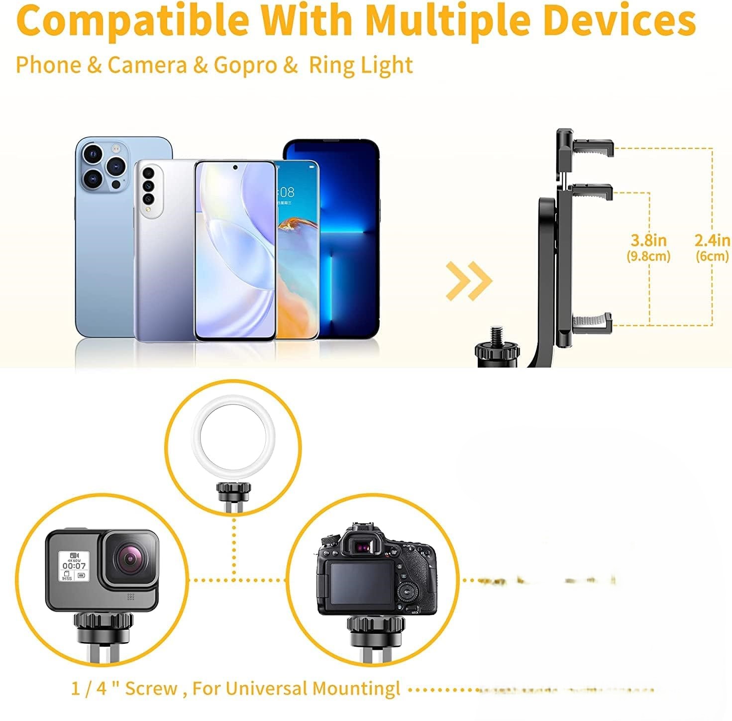 K-28 Long Video Stand Cum Selfie Stick Tripod with Remote - 360° Rotation Phone Stand with Wireless Remote Control, with light - Image 8