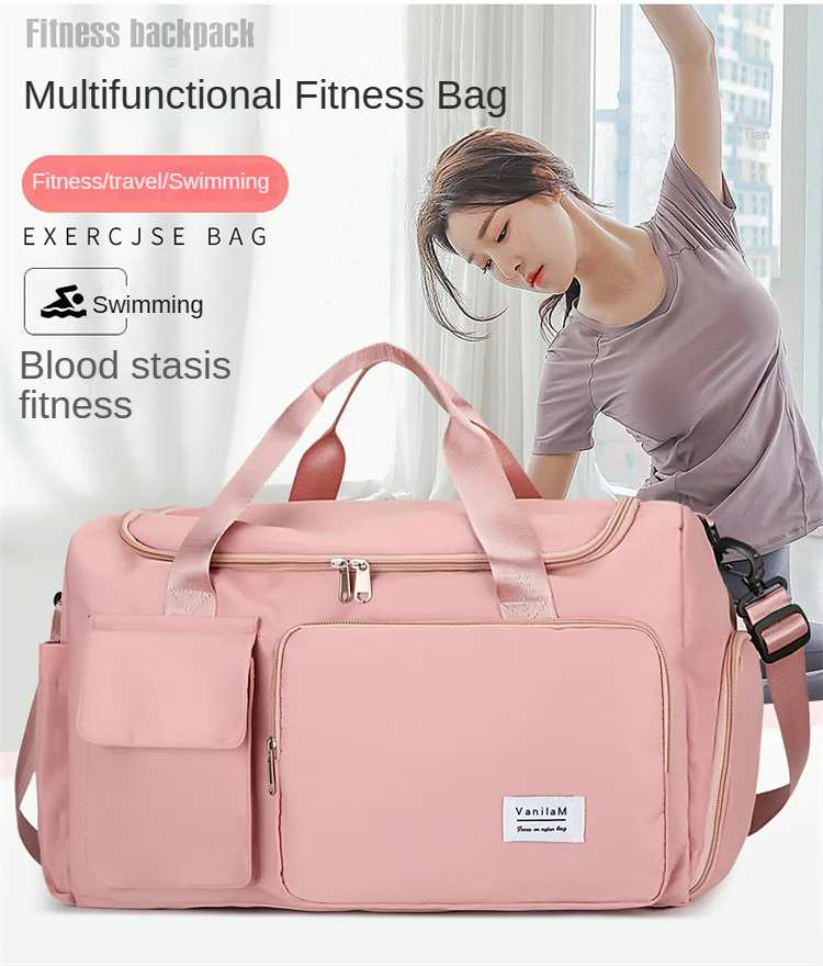 Fashionable Large Capacity Travel & Gym Bag - Pink - Image 3
