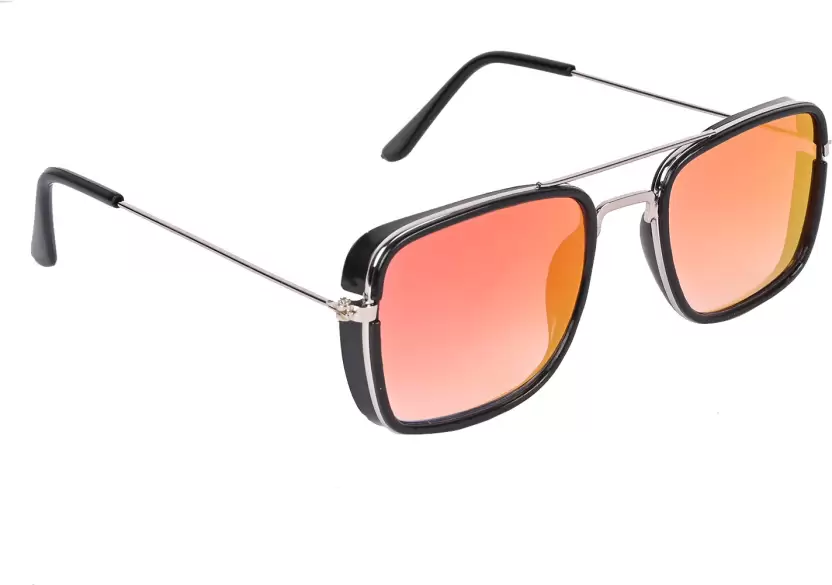 UV Protection Rectangular Sunglasses (Free Size) (For Men & Women, Red) - Image 3