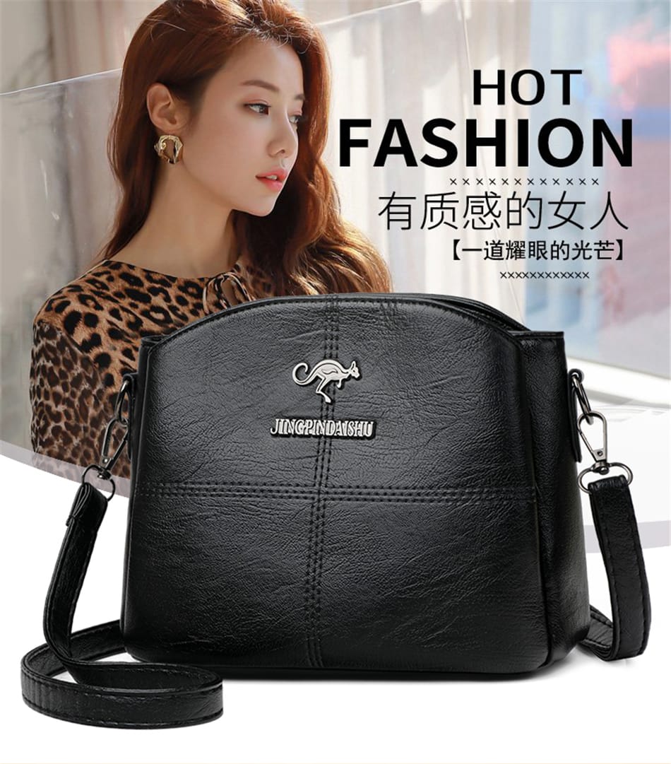 3 Layers Luxury Messenger Crossbody Bags black - Image 3