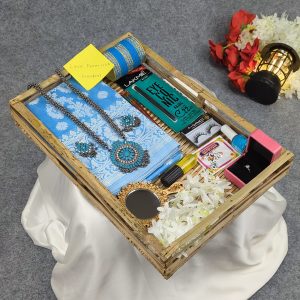 Premium Silk Katan Saree Combo Set - Sky Blue